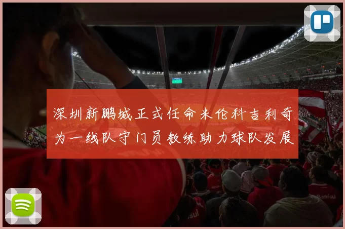 深圳新鹏城正式任命米伦科吉利奇为一线队守门员教练助力球队发展